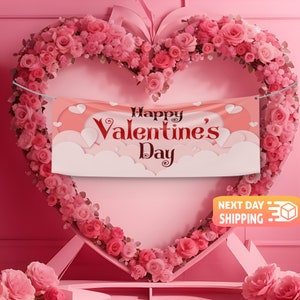 Happy Valentines Day Banner, Valentines Day Banner, Valentines Party, Heart Banner, Valentine&#39;s Day Party Decor, Love Banner, Vinyl Banner
