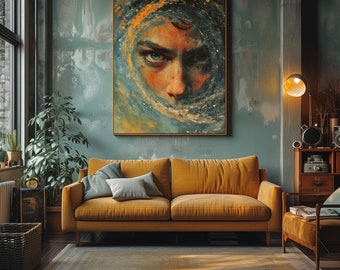 Utskrivbar väggkonst | Surrealism Portal | Digitalt fantasytryck | Canvastavla | Heminredning | Inredning | "Ocean Eye"