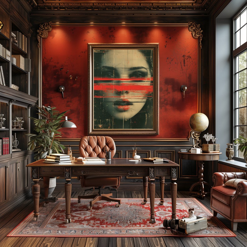 Wavy Print Large Printable Aesthetic Room Decor 70s Trendy Monochrome