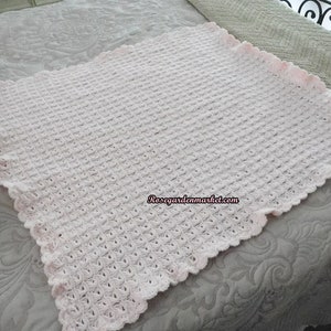 Pretty Shabby Chic Light Pink Signature Lace Hand Created Lap Throw, Baby Blanket, Nursery, Sofa or Chair Accent, Collectible Gift image 2