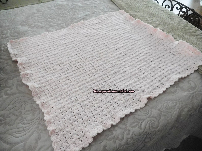 Pretty Shabby Chic Light Pink Signature Lace Hand Created Lap Throw, Baby Blanket, Nursery, Sofa or Chair Accent, Collectible Gift image 2
