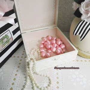 Eau De Cologne Wood Keepsake, Jewelry, Storage Box with Brocade Background and accented with my Signature Pink Roses. Shabby Pink image 9