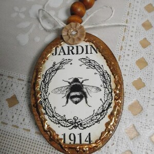 Jardin 1914, Bee and Bead Hang-up, Decor Display, Hand Painted, Created, Designed, Home Accent, Gift add-on Idea, Summer Bee and Bead Art image 4