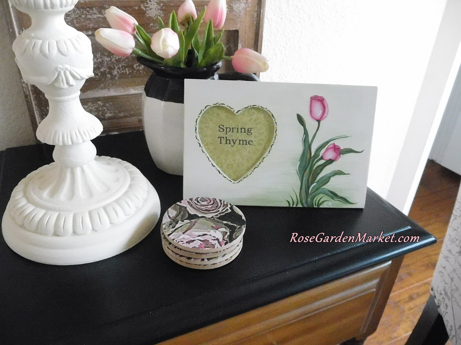 Wood Heart Cut Out Frame With Hand Painted Springtime Tulips Etsy