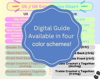 US / UK Crochet Terms Conversion Chart/Guide Digital Download