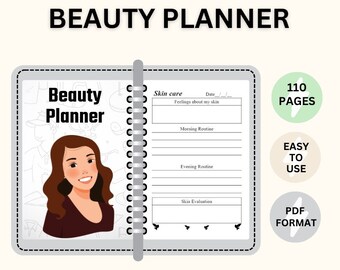 Planificador de belleza digital, Planificador de cuidado de la piel, Rastreador de cuidado personal, Rastreador de cuidado de la piel, Rutina de belleza, Rutina de maquillaje, Planificador de iPad de cuidado personal