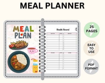 Druckbarer Mahlzeit-Organizer, iPad Mahlzeit-Planer, Lebensmittel Digitaler Planer, Täglicher Mahlzeit Planer, Wöchentlicher Speiseplan, Mahlzeit Tracker, Rezept Tracker