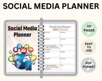 Social Media Management Planner, Small Business Social Media Planner, Marketing Planner, Blog Post Planner, Business Digital Planner