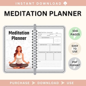 Meditation Planner, Meditation Digital Journal, Mindfulness Digital Planner, Meditation Digital Guide, Meditation Tool, Meditation Activity