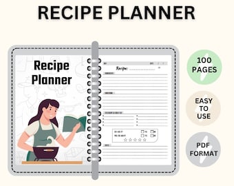 Recipe Planner Printable, Digital Meal Planner, Meal Prep Planner, Digital Recipe Organizer, Recipe iPad Planner, Printable Meal Organizer