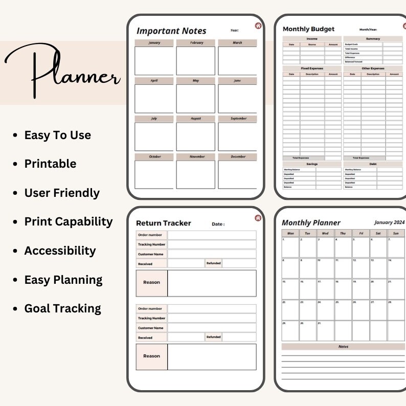 Business Planner Printable, Business Goal Planner, Small Business ...