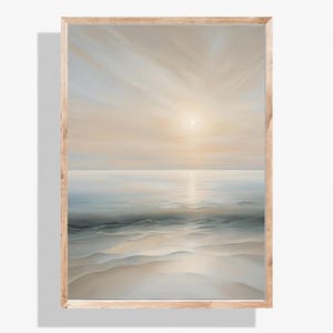 Beige Ocean Abstract Printable Wall Art, Neutral Landscape Print, Instant Download, Beige and Grey Tones, Modern Minimalist Decor