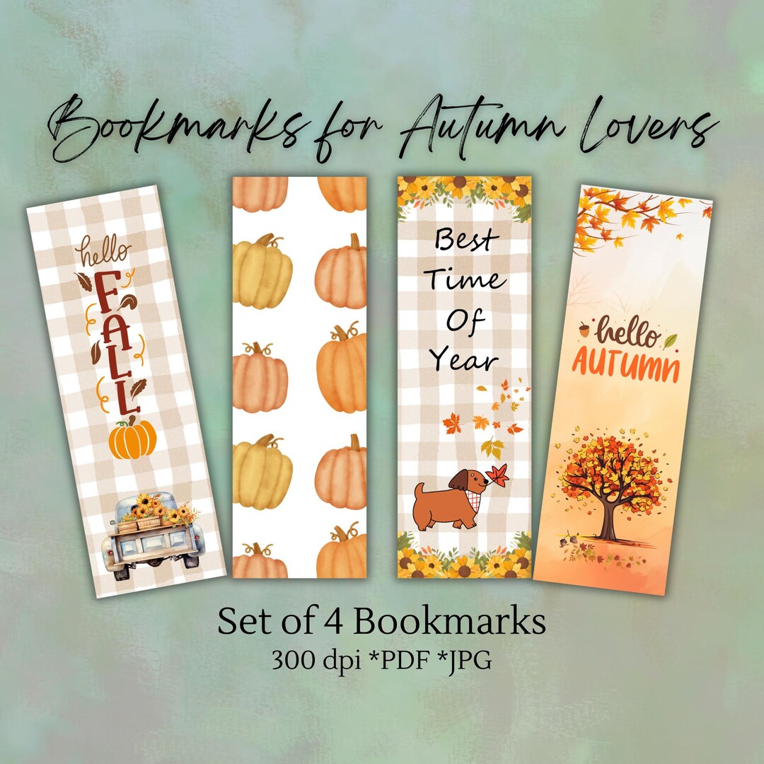 Autumn Fall Bookmark Set | Printable Halloween & Pumpkin Bookmarks ...