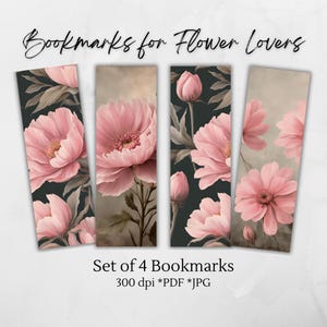 Printable Bookmark Set | Digital Bookmarks | Cute Floral Bookmarks for Book Lovers | Bookworm Gift | Book Accessories | Instant Download