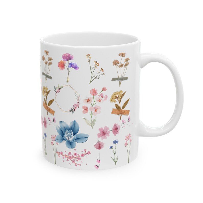 Flower mug, botanical mug, 11oz Flowers mug, vintage floral coffee mug, flower gift, gift for her, gift for mom, friend image 3