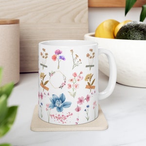 Flower mug, botanical mug, 11oz Flowers mug, vintage floral coffee mug, flower gift, gift for her, gift for mom, friend image 1