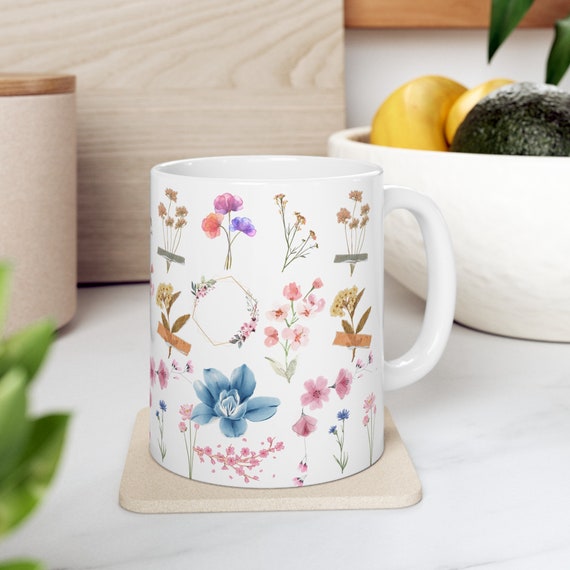 Taza de flores, taza botánica ,Taza 11oz Flowers taza vintage floral taza café,regalo de flores, regalo para ella, regalo para mama, amiga