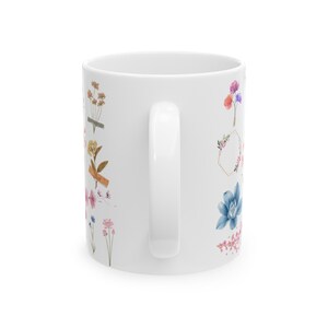 Flower mug, botanical mug, 11oz Flowers mug, vintage floral coffee mug, flower gift, gift for her, gift for mom, friend image 5