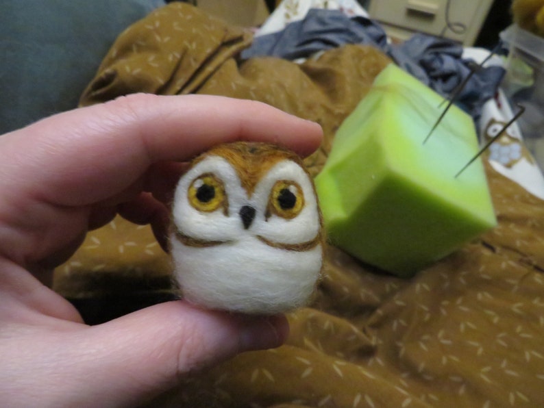 Needle Felted Small Nugget Owl, your choice of color image 5
