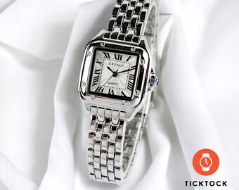 Reloj de lujo para mujer Relojes ajustables plateados para mujer Reloj de pulsera de color plateado de lujo regalo para ella