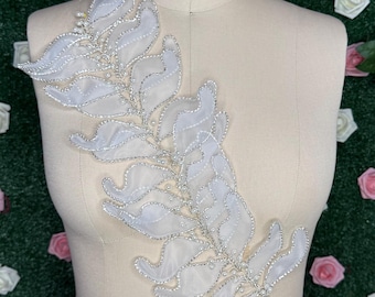 Silver 3D Rhinetsone Applique Leaf / Flower Applique / 3d Petals Rhinestone Floral Applique