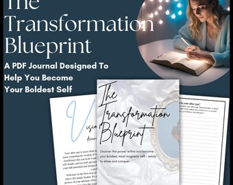 PDF-journal för transformationsplan | Stärk ditt varför | Planerare för identitetsskifte | Målsättning | Självupptäckt och utveckling av alter ego
