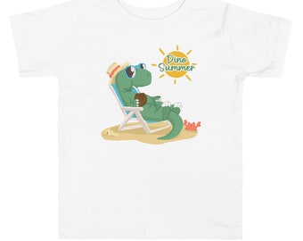 T-shirt pour tout-petits dinosaures Sunny Day Un style estival mignon et confortable pour les enfants ! Fait main avec amour. Parfait pour les aventures de jeu
