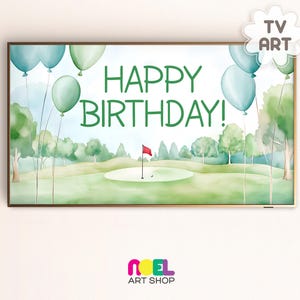 Fernsehkunst | Samsung Rahmen TV alles Gute zum Geburtstag Golf Hole In One First Kinder Zeichen niedlich Smart TV Art Fun Sofortiger digitaler Download