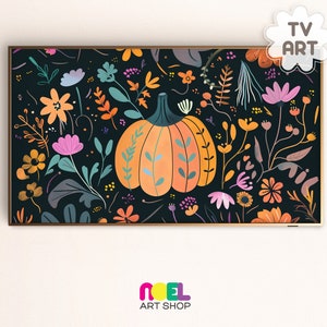 TV Art | Samsung Frame TV Fall Halloween Party Decor Cute Pumpkin Smart TV Art Desktop Wallpaper Dia de Muertos Day of the Dead 4K Luna