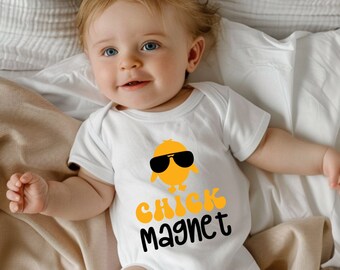 Funny Chick Magnet Baby Infant Onesie, Funny Gift for Baby, Baby Shower Gift, Cute Onesie