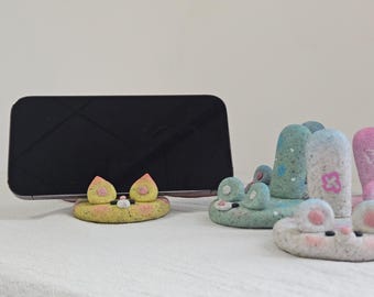 Support de téléphone pour souris fantaisiste fabriqué à la main : décoration de bureau unique