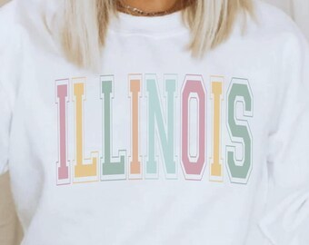Illinois Sweatshirt, Soft Cotton Blend, State Pride Crewneck