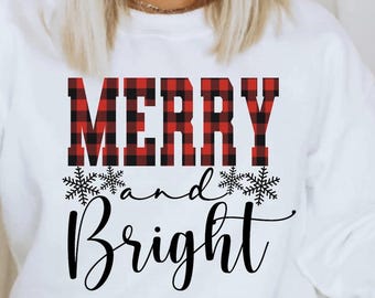 Merry and Bright Christmas Sweatshirt, Holiday Crewneck