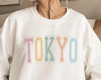 Tokyo Sweatshirt, Pastel Graphic Crewneck, Travel Souvenir