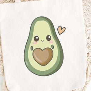 Avocado Canvas Tote Bag, Cute Avocado Tote Bag, Gardener Tote Bag, Nature Tote Bag, Avocado Lover Gift, Vegan Tote Bag