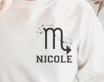 Moletom com nome personalizado de Escorpião, camiseta com signo do zodíaco