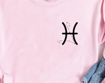 Bluza z nadrukiem znaku zodiaku Ryby, symbol astrologiczny, prezent urodzinowy