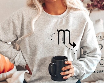 Moletom com símbolo do zodíaco de Escorpião, presente de astrologia
