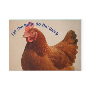 Bauernhaus Glas Schneidebrett, Huhn Küchen Dekor, Koch Geschenk, rustikales Küchen Zubehör, Einzigartiges Geschenk für Köche, Lassen Sie das Messer (...)