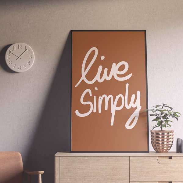 Live Simply digital poster, Wall decoration, Poster to print, Naive art, Digital download, Digital print, Download wall art