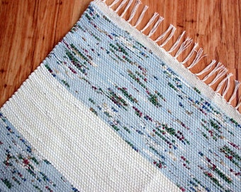 LIGHT BLUE FLANNEL Woven Rag Throw Rug 628