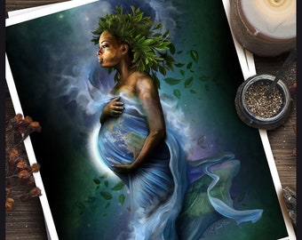 The Goddess Gaia / Fantasy Art / Fantasy Painting / Mother Goddess / Print / Earth Goddess / Magical Decor / Mythology / Pagan Decor