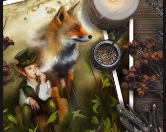 The Woodland Leprechaun / Baby Gift / Fantasy Art / Fantasy / Print / Mythology / Home Decor / Nursery Decor / Nursery Gift / Fox
