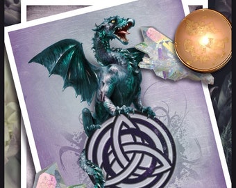 Celtic Dragon / Print / Dragon Art / Dragon Painting / Fantasy Art / Fantasy Painting / Celtic Knot / Wiccan Decor / Wicca Decor / Pagan