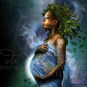 The Goddess Gaia / Fantasy Art / Fantasy Painting / Mother Goddess / Poster / Earth Goddess / Magical Decor / Mythology / Pagan Decor image 1