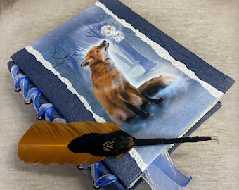 Fox, Handmade Journal, Extra Large, Artist Gift for Wife, Book of Shadows, Unlined, Blank, Practical Magic, Baby Witch