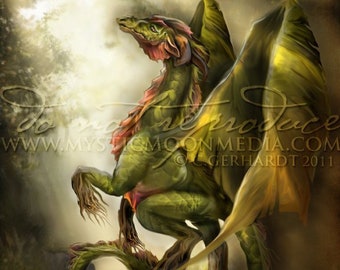 Drakon of Earth / Fantasy Art Poster / Fantasy Painting / Dragon Print / Mythology / Wiccan Art / Dragon Scale / Dragon Painting