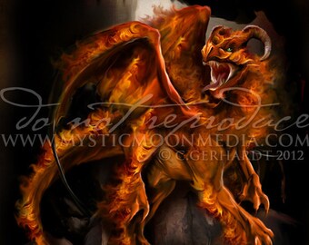 Drakon of Fire / Fantasy Art Poster / Fantasy Painting / Dragon Print / Mythology / Wiccan Art / Dragon Scale / Dragon Painting