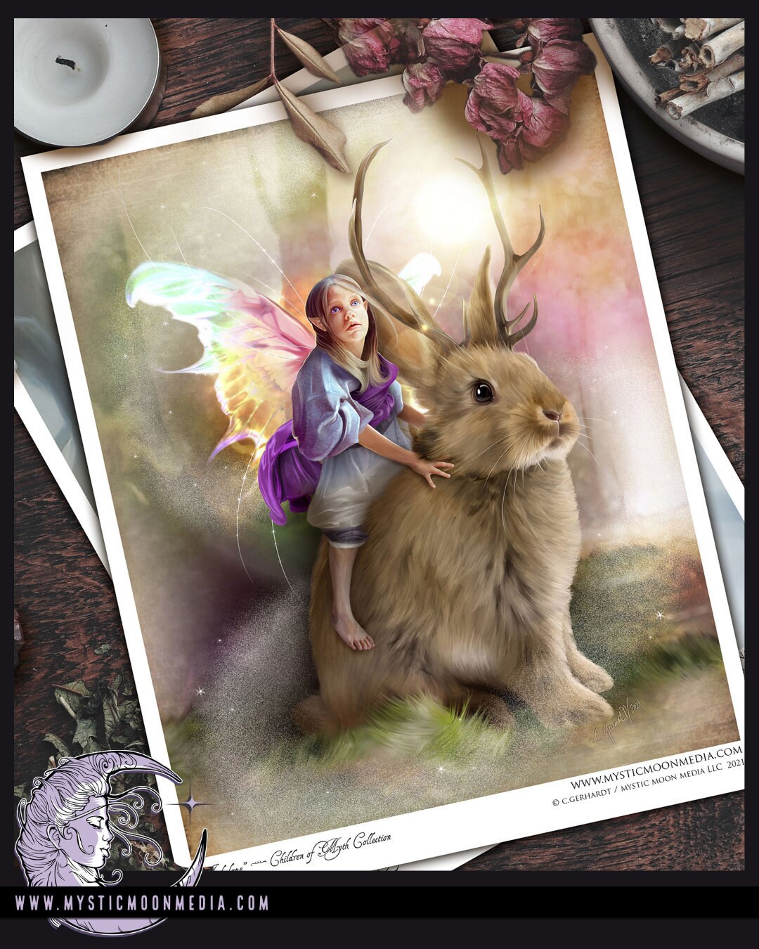 Jackalope / Fairy Child / Rabbit / Fairy Wings / Fantasy Art / image