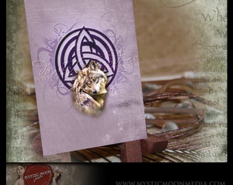 LIMITED...Wolf... ACEO / ATC.. Fantasy Picture...triquetra..Wolf with Celtic Knot